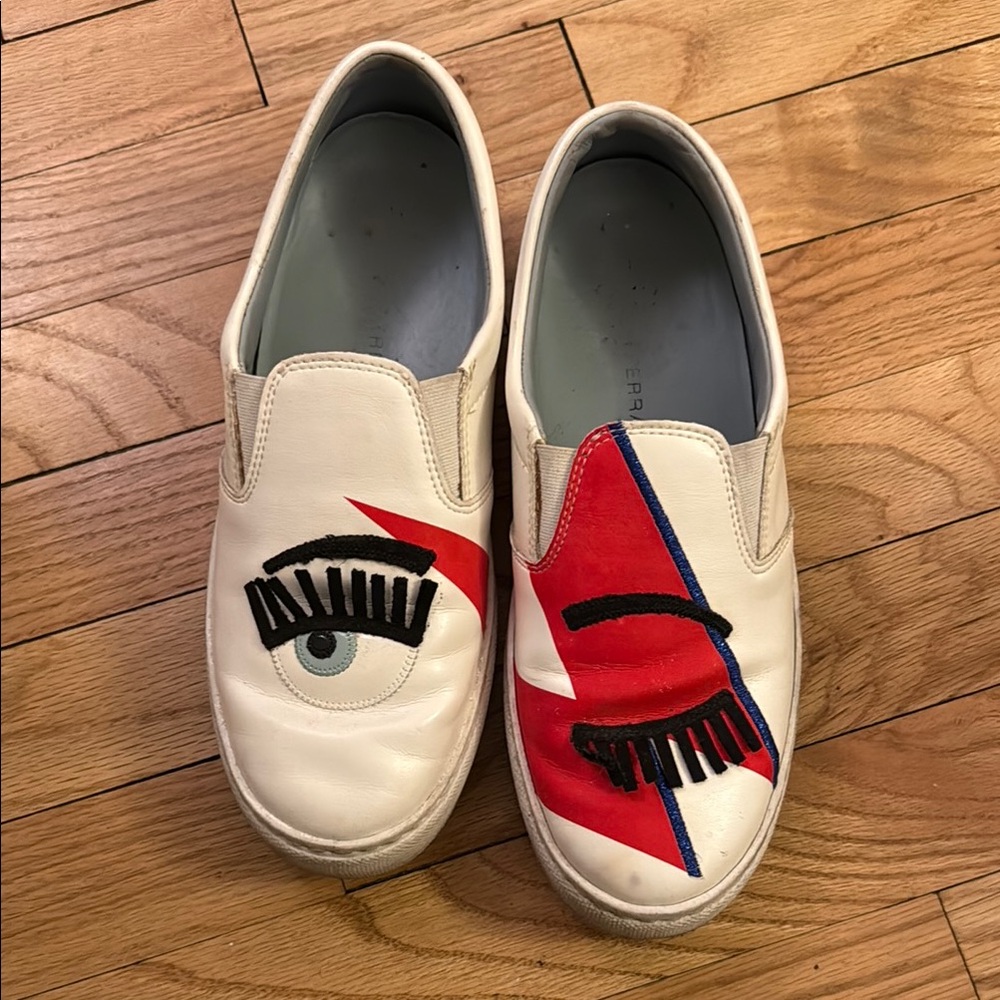Chiara Ferragni Bowie Eye Design Slip-On Sneakers worn size 37